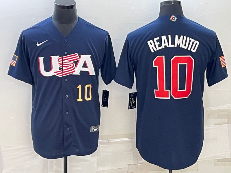 Men 2023 World Cub USA #10 Realmuto Blue Nike MLB Jersey3